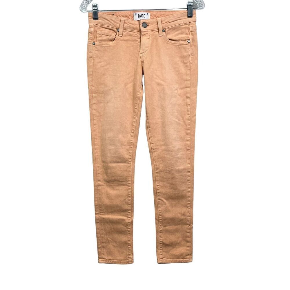 Paige Womens Jeans Skyline Ankle Peg Skinny Stretch Zip Low Rise Orange Sz 24*